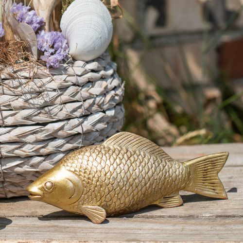 Floristik24 Dekorativní rybí socha ve zlaté barvě na stojánek na rybí plastiku Polyresin malá L18cm