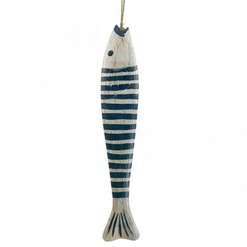 položky Deko rybí dřevo Dřevěná rybka na zavěšení Tmavě modrá V57,5cm