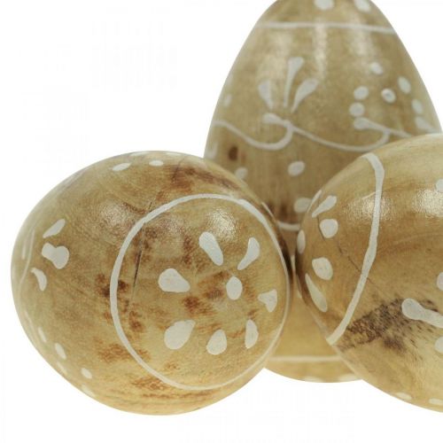 Floristik24 Dřevěná vajíčka, ozdobná vajíčka, kraslice z mangového dřeva 8×5cm 6 ks