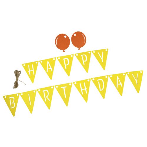 položky Ozdobná narozeninová vlajka řetízková girlanda z plsti žlutá oranžová 300cm