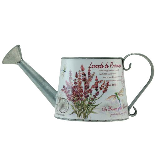 položky Dekorativní konev levandulová kovová konvička 30×11cm H14,5cm