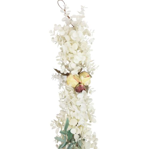 položky Dekorativní girlanda rostlina girlanda eukalyptus umělé růže suchý vzhled 170cm bělená