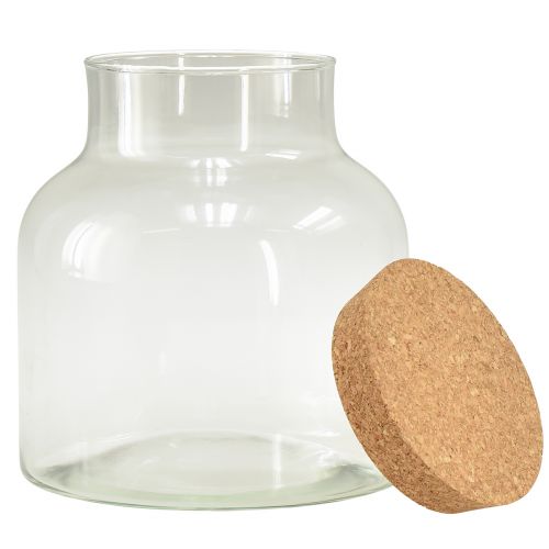 Floristik24 Dekorativní skleněná váza se zátkami, čiré korkové sklo, průměr 18 cm, výška 20,5 cm