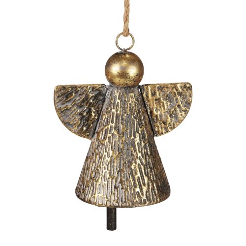 Ozdobný zvoneček vánoční anděl, dekorace vánočního zvonku zlatý antický vzhled 21cm