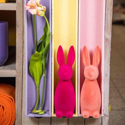 Floristik24 Dekorativní zajíček Dekorativní velikonoční zajíček – 2. volba – Flocked Pink V29,5cm 2 ks