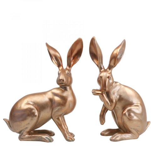 Deco zajíček zlatý sedící pár velikonočních zajíčků V30,5cm 2ks