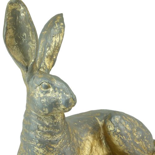 Floristik24 Dekorativní zajíček ležící zlatošedá ozdobná figurka Velikonoce 27x13x25cm