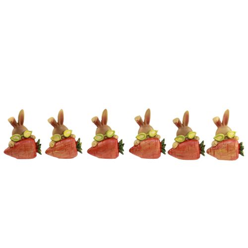 položky Dekorativní zajíček s mrkví Velikonoční ozdobné figurky zajíčka V5,5cm 6ks