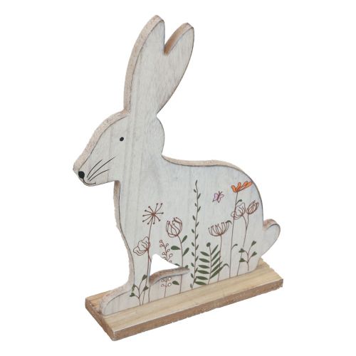 Floristik24 Dekorativní zajíček sedící dřevěný zajíček Velikonoční zajíček dřevo 26×19,5cm