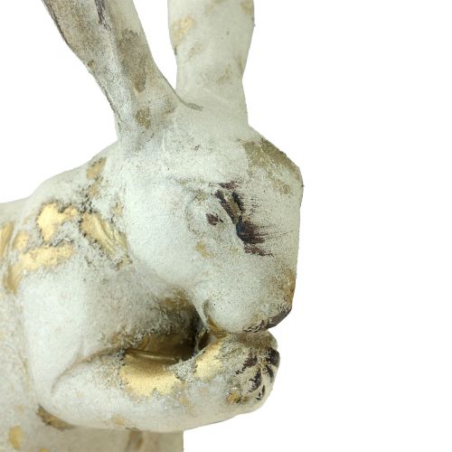 položky Dekorativní králíci sedící stojící bílé zlato V12,5x16,5cm 2 kusy