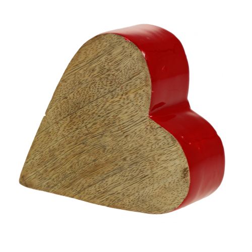 Floristik24 Deco srdce dřevo červené, přírodní 11cm x 9,5cm