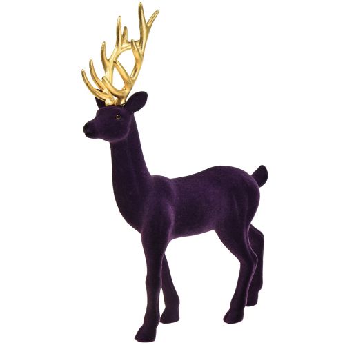 Floristik24 Deco jelen sob fialová zlatá vločkovaná figurka V37cm