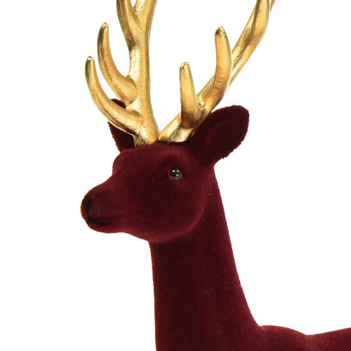 položky Deco jelen sob bordeaux zlatá figurka vločkovaná, výška 37 cm