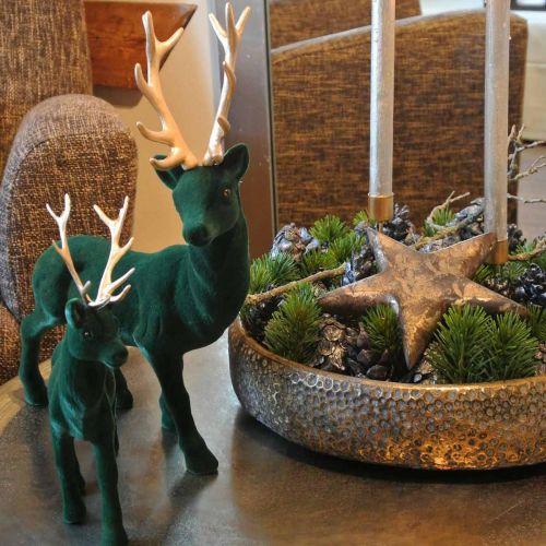 položky Deco jelen stojící zelené zlato vánoční dekorace figurka 40cm