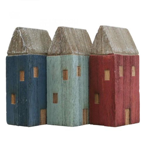 Floristik24 Deco dřevěné domy Shabby Chic Maritime Deco H14cm 3ks