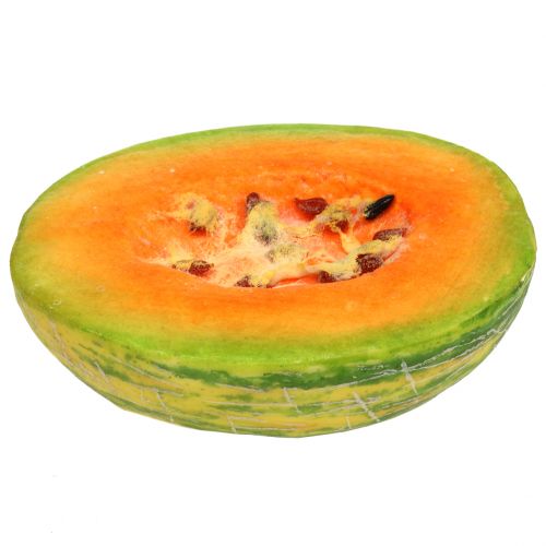 Dekorativní medový meloun půlený oranžový, zelený 13cm