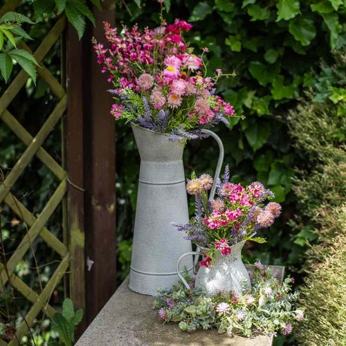Floristik24 Ozdobný džbán kovový kovový džbán rustikální bílý Ø16,5cm H 41cm