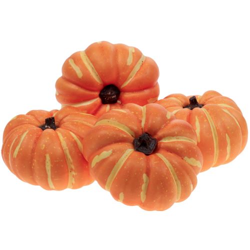 Floristik24 Halloweenská dekorace dýně, podzimní dekorace stůl oranžová 12,5cm V7cm 4ks