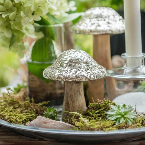 Floristik24 Dřevěná houbová houba Deco se zlatým mozaikovým vzorem V12cm