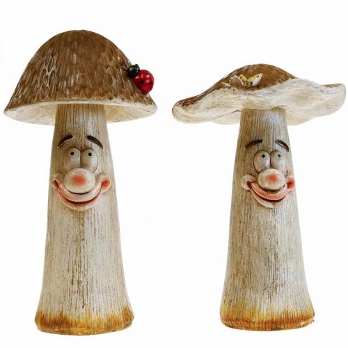 Deco houby Podzimní dekorace vtipné houby Ø15/12cm V22/25cm 2ks