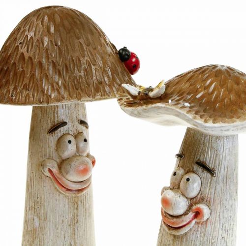 Floristik24 Deco houby Podzimní dekorace vtipné houby Ø15/12cm V22/25cm 2ks