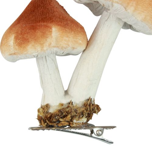 položky Dekorativní žampiony s klipem podzimní dekorace semišované assort 9cm 3ks