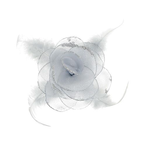 Floristik24 Ozdobná růže na klipu Ø10cm stříbrná 2ks