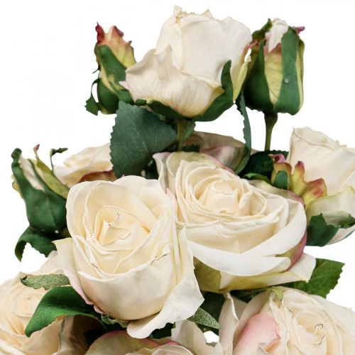 položky Deco Roses krémové umělé růže hedvábné květiny 50cm 3ks
