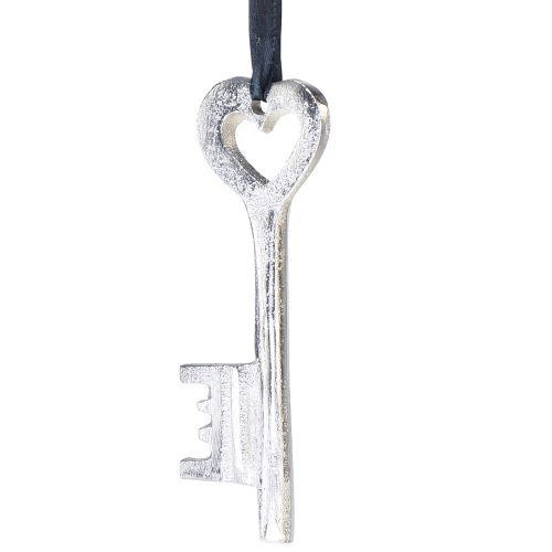 položky Ozdobný klíč ozdobný věšák kovový stříbrný 4x11cm 6ks