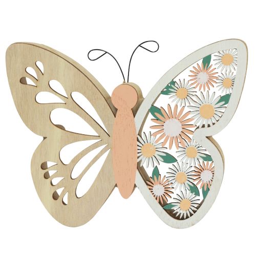 položky Dekorativní květiny z motýlího dřeva 15x12cm přírodní/barevné 3ks