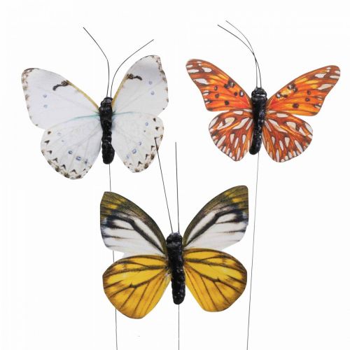 položky Deko motýl na drátě barevná jarní dekorace 8cm 12ks