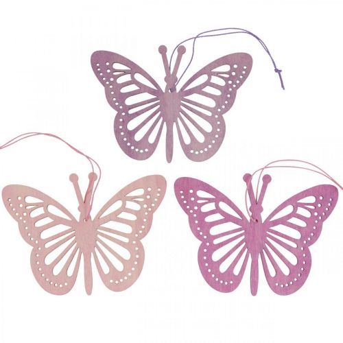 Deco motýli deko věšák fialová/růžová/růžová 12cm 12ks