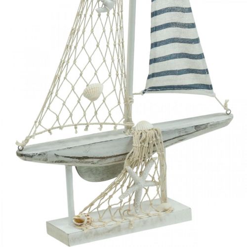 Floristik24 Deco Plachetnice Dřevo Bílá Modrá Námořní Deco Loď 28×3×55cm