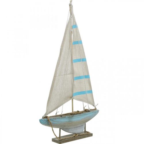 Deco plachetnice dřevěná modro-bílá dekorace námořního stolu V54,5cm