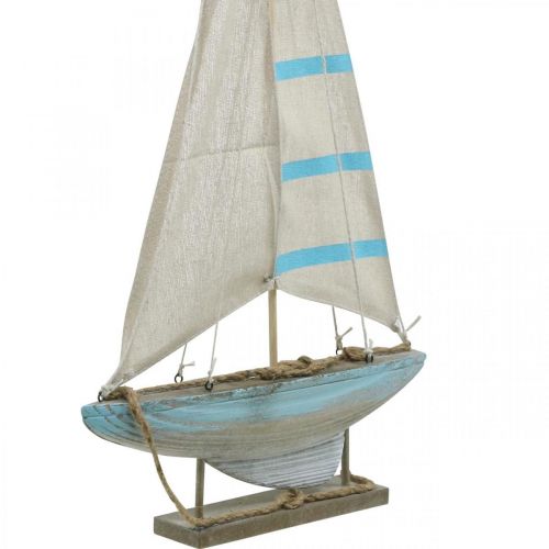 Floristik24 Deco plachetnice dřevěná modro-bílá dekorace námořního stolu V54,5cm