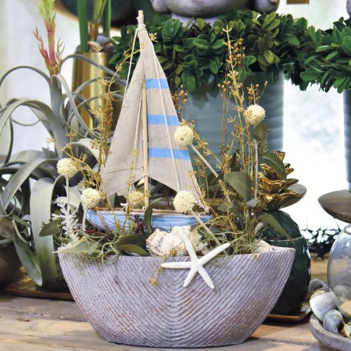 Floristik24 Deco dřevěná plachetnice modrá, bílá V41,5cm