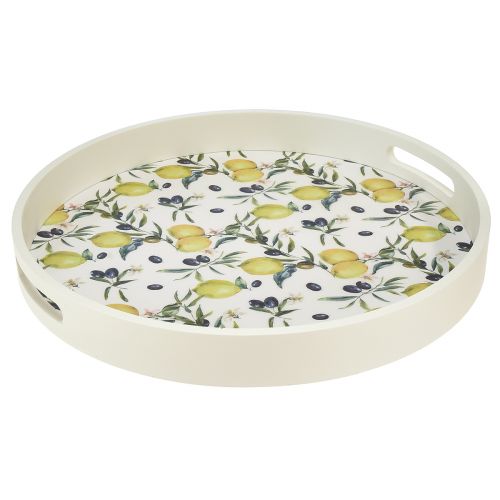 Floristik24 Dekorativní tác bílý tác olivové a citronové dřevo Ø35cm