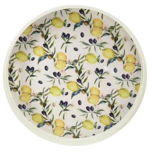 Floristik24 Dekorativní tác bílý tác olivové a citronové dřevo Ø35cm