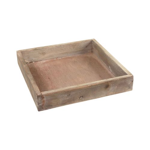 Dekorační tác čtvercový dřevěný tác přírodní 20×20×3,5cm 2ks