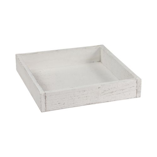 Floristik24 Dekorační tác čtvercový dřevěný tác bílý 20×20×3,5cm