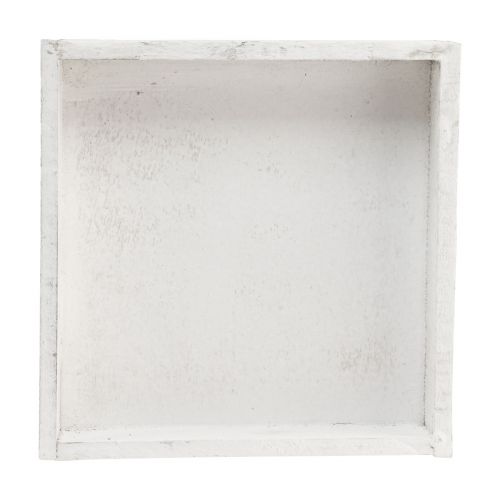 Floristik24 Dekorační tác čtvercový dřevěný tác bílý 20×20×3,5cm