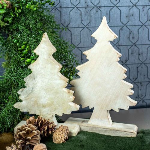 položky Deco vánoční stromeček dřevo bílá mytá dekorace na stůl adventní 32 × 20 × 5,5 cm