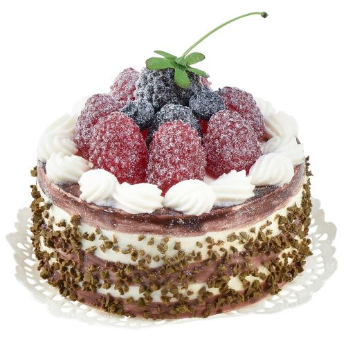 položky Ozdobný dort čokoládový s malinami atrapa dort Ø10cm
