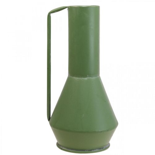 položky Dekorativní váza kovová zelená rukojeť dekorativní džbán 14cm V28,5cm