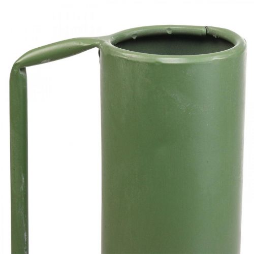 Dekorativní váza kovová zelená rukojeť dekorativní džbán 14cm V28,5cm