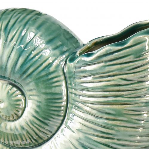 Floristik24 Dekorativní váza ulita šneka keramická zelená 18x8,5x15,5cm