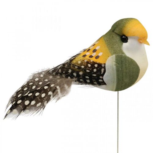 položky Dekorativní ptáčci mini ptáček na drátě jarní dekorace 3×6cm 12ks