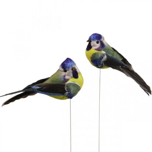 Floristik24 Deco Birds on Wire Spring Deco Blue Tit 10×3cm 9ks
