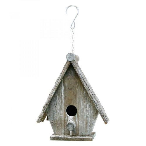 Floristik24 Dekorativní ptačí budka k zavěšení Birdhouse Deco Grey V22cm