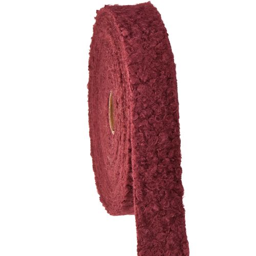 Dekorativní stuha bordó vlněný vzhled široká látková stuha 40mm 8m